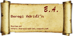 Beregi Adrián névjegykártya