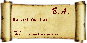 Beregi Adrián névjegykártya